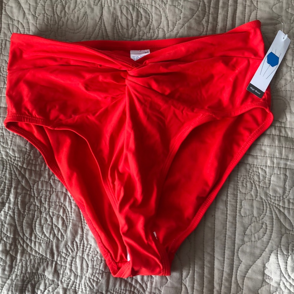 Red High Waisted Bikini Bottoms